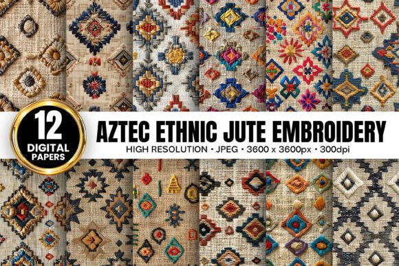 Aztec Ethnic Jute Embroidery Patterns