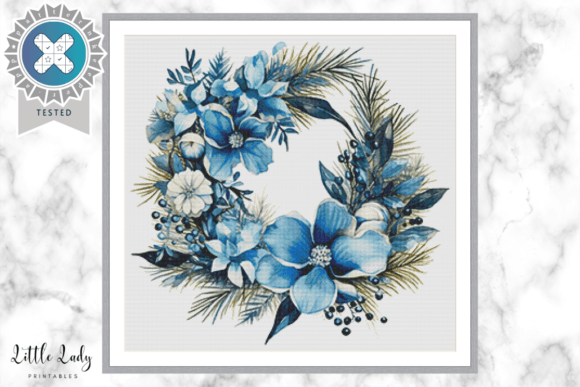 Blue Christmas Cross Stitch Pattern PDF