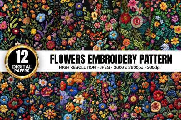Botanical Flowers Embroidery Patterns