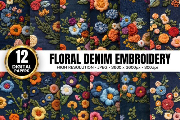 Bouquet Floral Denim Embroidery Patterns