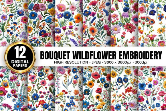 Bouquet Wildflowers Embroidery Patterns