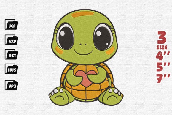 Cute Baby Turtle Embroidery