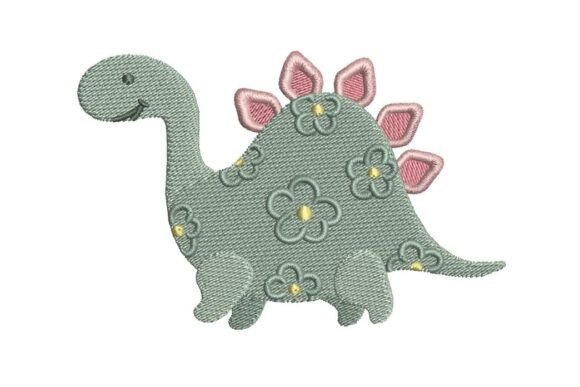Floral Dinosaur: A Playful Yet Polished Embroidery Design