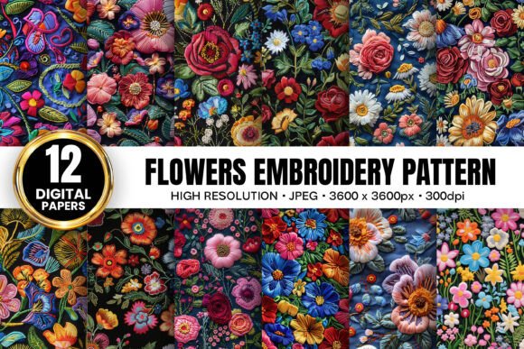 Flowers Embroidery Seamless Patterns