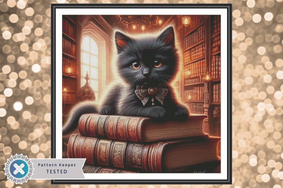 Librarian Kitten Cross Stitch Pattern