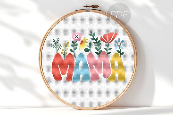 Mama Floral Cross Stitch Pattern PDF