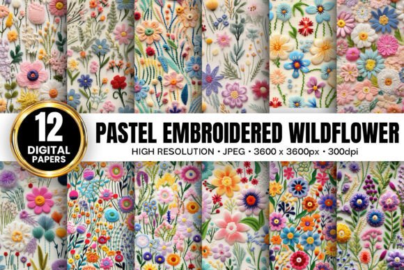 Pastel Wildflowers Embroidery Patterns