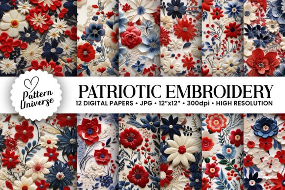 Patriotic Floral Embroidery Patterns