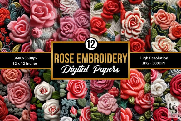 Roses Embroidery Seamless Patterns