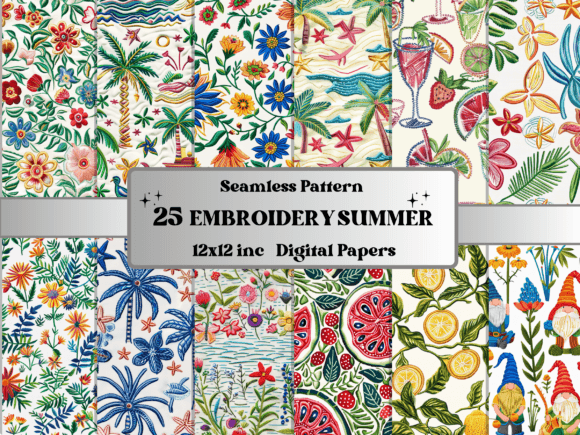 Seamless Embroidery Summer Pattern Paper