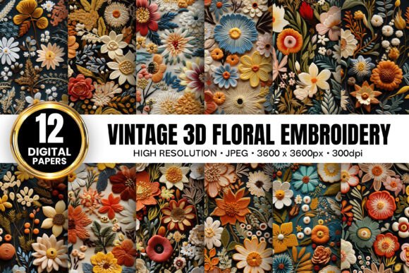 Vintage Boho Floral Embroidery Patterns