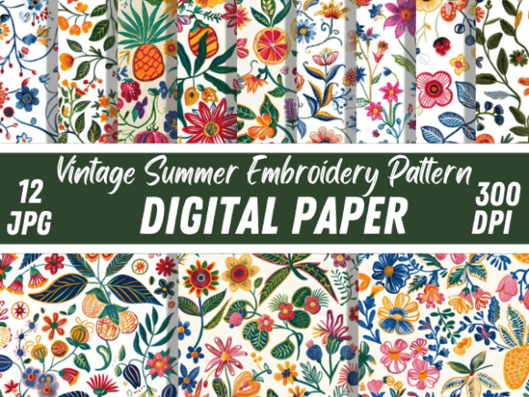 Vintage Summer Embroidery Paper Patterns