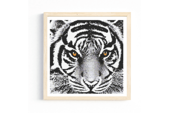 White Tiger Closeup Cross Stitch Pattern